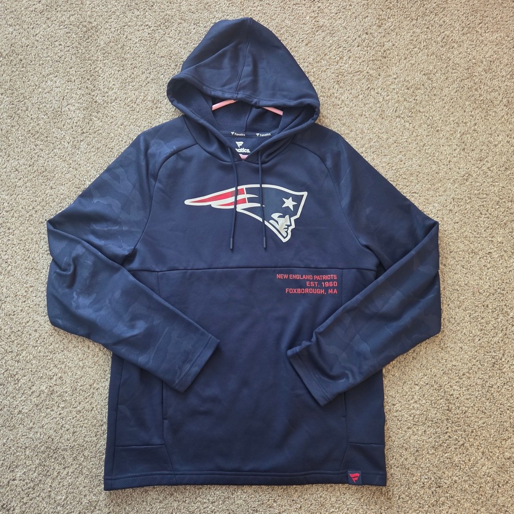 Fanatics New England Patriots Mens Navy Blue Camo Pullover Hoodie Size Medium